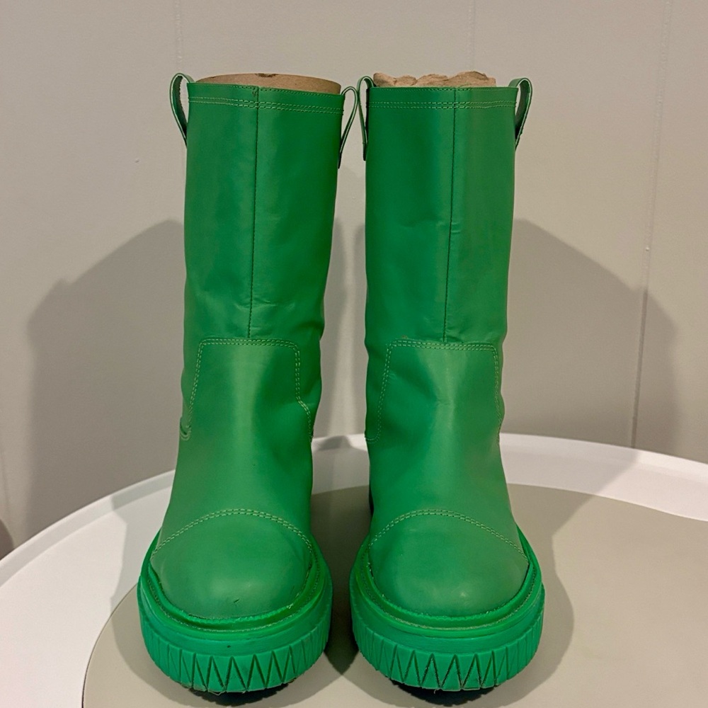 SCHUTZ Neon Green Chunky Platform Combat Boots - Picture 5 of 8